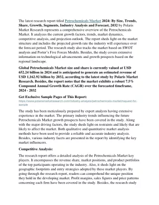 Petrochemicals Market Size & Share Updated Research Report Analysis By 2024-2032