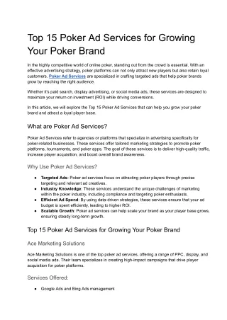 Top 15 Poker Ad Services for Growing Your Poker Brand