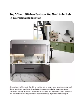 Top 5 Smart Kitchen Features You Need to Include in Your Dubai Renovation