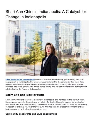 Shari Ann Chinnis Indianapolis_ A Catalyst for Change in Indianapolis