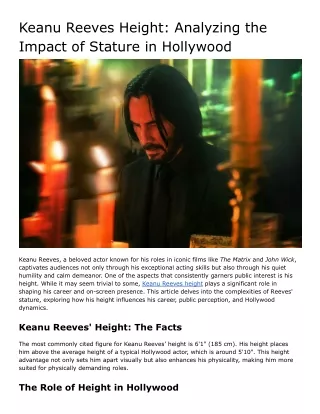 Keanu Reeves Height_ Analyzing the Impact of Stature in Hollywood