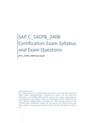 SAP C_S4CPB_2408 Certification Exam Syllabus and Exam Questions