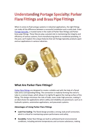Brass Pipe Fittings Manufacturer in Michigan
