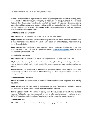 Key Metrics for Measuring Cloud Data Management Success