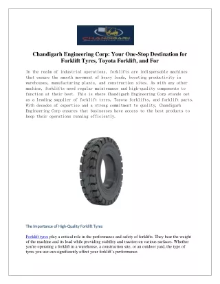 CES Lift: High-Quality Forklift Parts for Reliable Performance and Durability