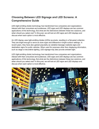 Choosing Between LED Signage and LED Screens A Comprehensive Guide