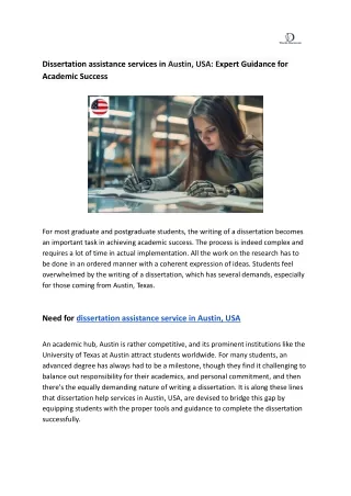 Dissertation assistance services in Austin, USA_ Expert Guidance for Academic Success