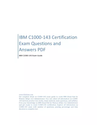 IBM C1000-143 Certification Exam Questions and Answers PDF