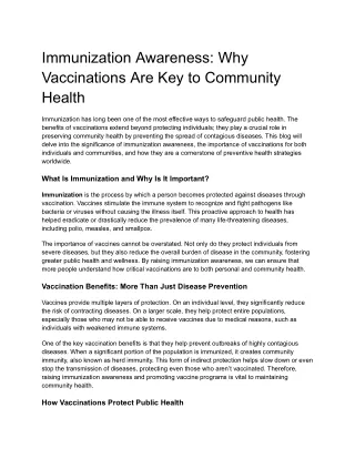 Immunization Awareness_ Why Vaccinations Are Key to Community Health