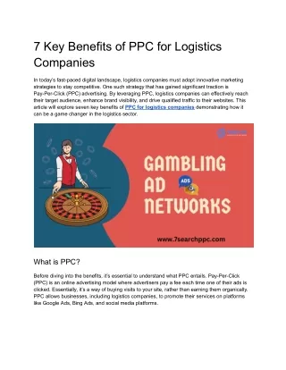 7 Key Benefits of PPC for Logistics Companies