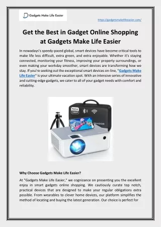 Get the Best in Gadget Online Shopping at Gadgets Make Life Easier