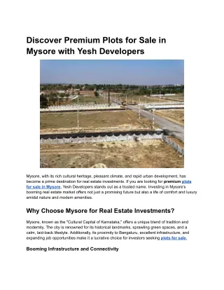 Discover Premium Plots for Sale in Mysore with Yesh Developers (2)