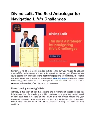 Divine Lalit: The Best Astrologer for Navigating Life’s Challenges