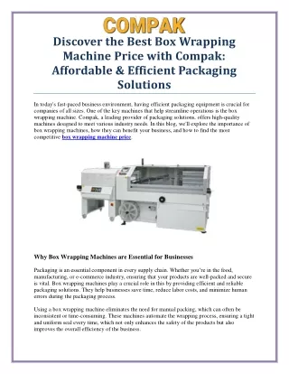 Affordable Box Wrapping Machine Price – Get the Best Deals Today!