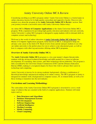 Amity University Online MCA Review