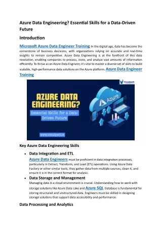 Azure Data Engineer Training | Azure Data Engineer Course in Hyderabad