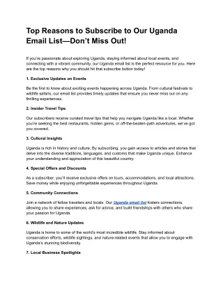 Top Reasons to Subscribe to Our Uganda Email List—Don’t Miss Out