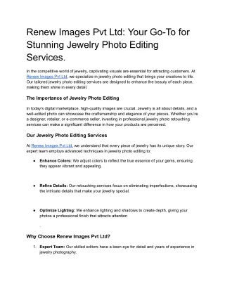 Renew Images Pvt Ltd: Your Go-To for Stunning Jewelry Photo Editing Services.