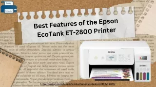 Best Features of the Epson EcoTank ET-2800 Printer