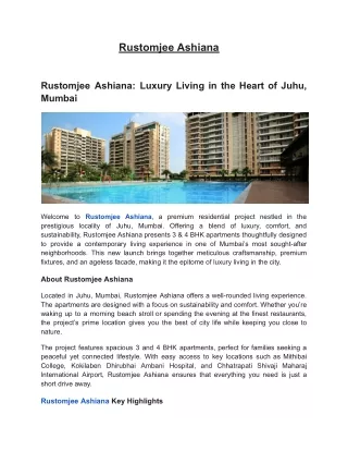 Rustomjee Ashiana in Juhu , Mumbai | Buy 3 & 4 BHK Apartments