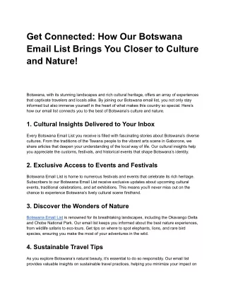 Get Connected_ How Our Botswana Email List Brings You Closer to Culture and Nature!