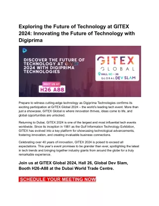 Unveiling Tomorrow’s Technology at GITEX 2024 with Digiprima