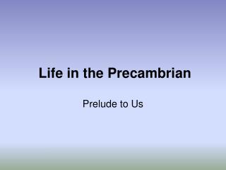 Life in the Precambrian