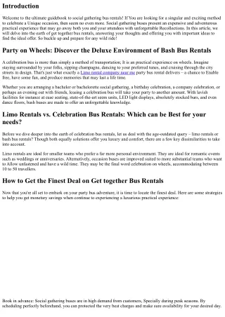 Party on Wheels: Find the Magnificent World of Party Bus Rentals