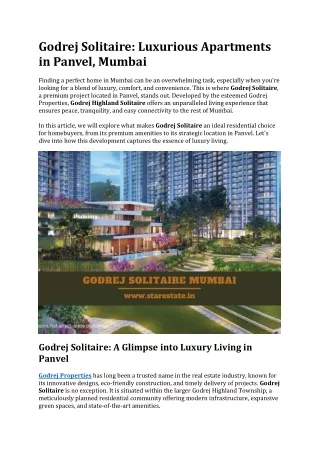 Godrej Solitaire | Luxury Flats In Panvel, Navi Mumbai