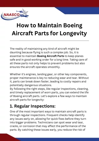 How to Maintain Boeing Aircraft Parts for Longevity