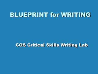 BLUEPRINT for WRITING