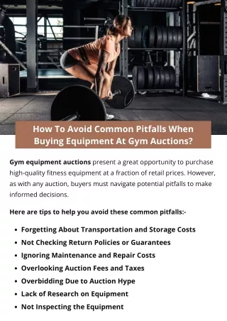 How To Avoid Common Pitfalls When Buying Equipment At Gym Auctions?