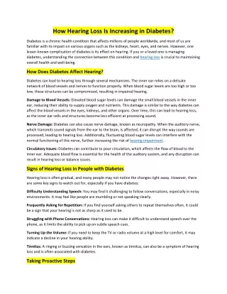 How Hearing Loss Is Increasing in Diabetes?