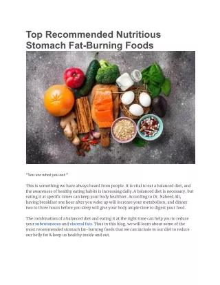 Top Recommended Nutritious Stomach Fat-Burning Foods