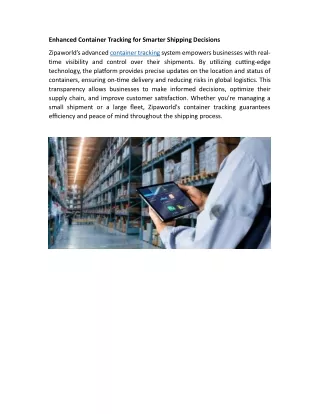 Enhanced Container Tracking for Smarter Shipping Decisions