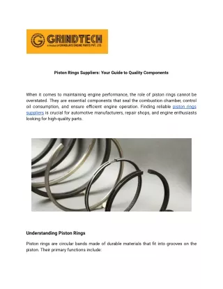 Piston Rings Suppliers: Your Guide to Quality Components