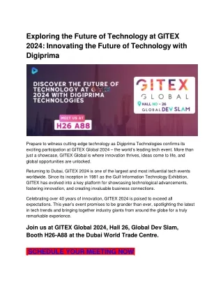 Exploring The Future Of Technology At Gitex 2024 With Digiprima Technologies