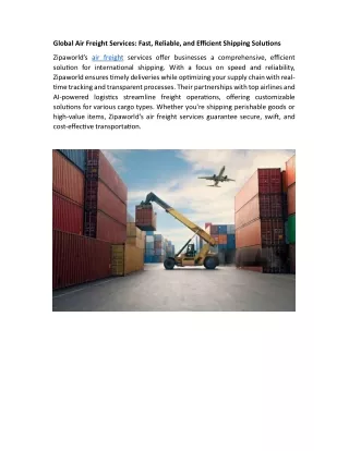 Global Air Freight Services: Fast, Reliable, and Efficient Shipping Solutions