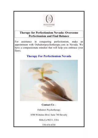 Therapy for Perfectionism Nevada Overcome Perfectionism and Find Balance