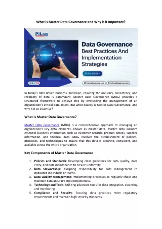 What is Master Data Governance  Why it is importantance