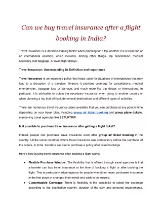 Can we buy travel insurance after flight booking in India.docx