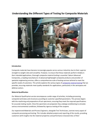 Understanding the Different Types of Testing for Composite Materials