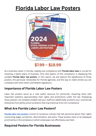 Florida Labor Law Poster Requirements | State & Federal Posters