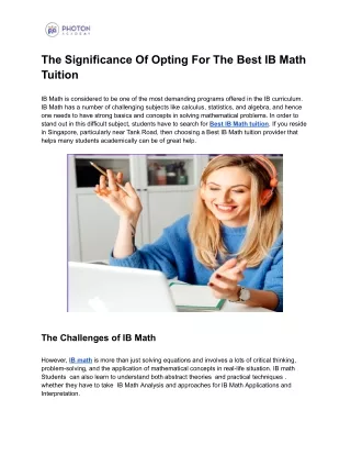 The Significance Of Opting For The Best IB Math Tuition