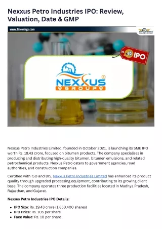 Nexxus Petro Industries IPO A Quick Overview