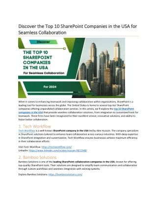 Discover the Top 10 SharePoint Companies in the USA for Seamless Collaboration