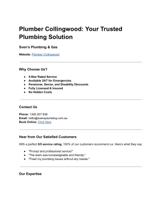 Plumber Collingwood_ Your Trusted Plumbing Solution