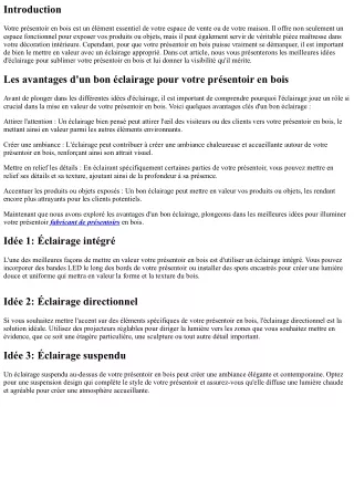 Les meilleures idées d'éclairage pour mettre en valeur votre présentoir en bois