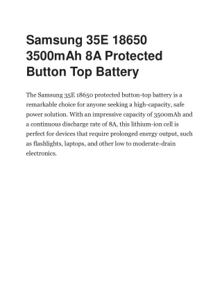 Samsung 35E 18650 3500mAh 8A Protected Button Top Battery