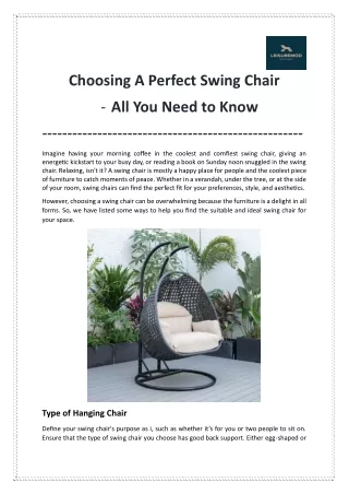 How to Choose a Perfect Swing Chair